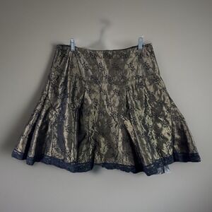 Vintage Soulmates Skirt Womens 32" Brown Lace Floral Mini Fairycore